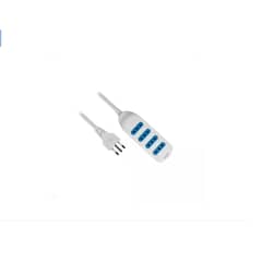 GENERICO - Alargador Electrico 3 Mts 4 Conectores Blanco