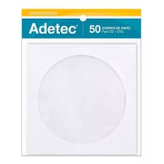 ADETEC - Sobre De Papel Para DVD-CD Pack 50 Sobres De Papel C/Ventana